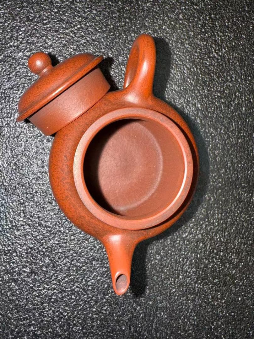 孟臣 底款 刻漢詩 二月谷雨天】紫砂壷 朱泥 段泥