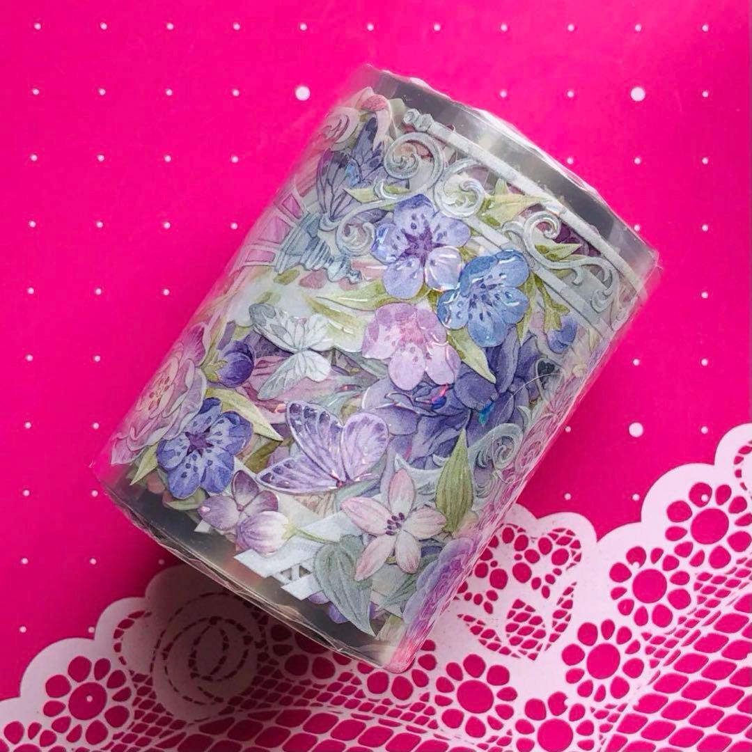 7713】海外マステ2.5/5/巻売り貝殻光マスキングテープお花系