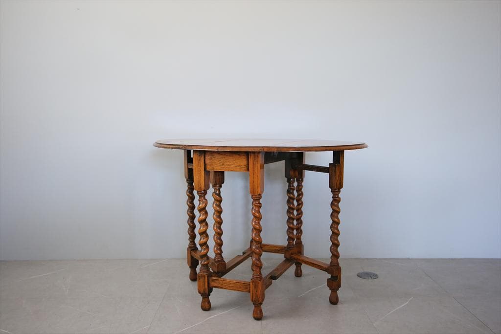 英国アンティーク木製ゲートレッグテーブル/ダイニング机バタフライ(89-263)