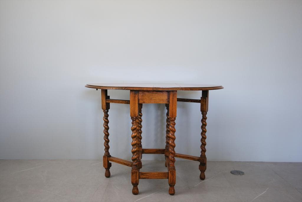 英国アンティーク木製ゲートレッグテーブル/ダイニング机バタフライ(89-263)