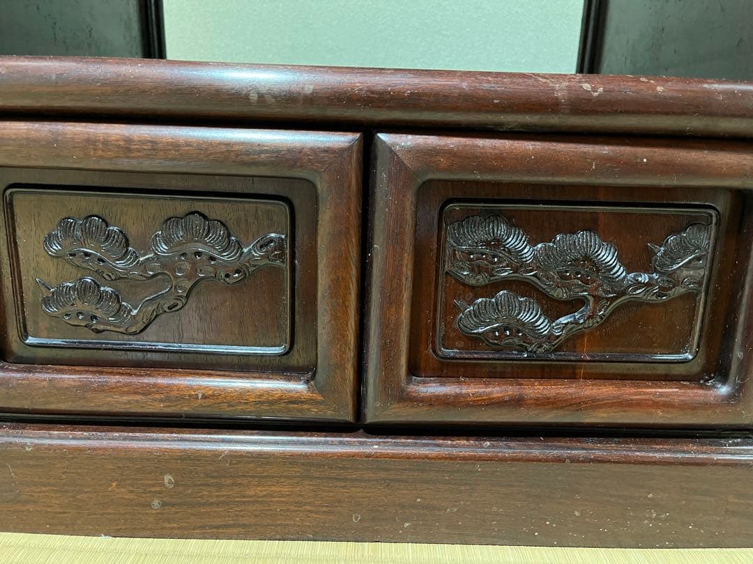 K186 唐木家具 彫刻 茶棚 アンティーク
