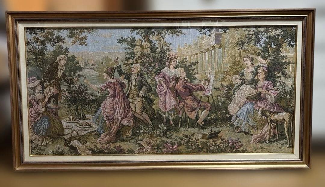 額装ゴブラン織(壁掛け) ゴブラン織壁掛けインテリアレトロ額付き風景画