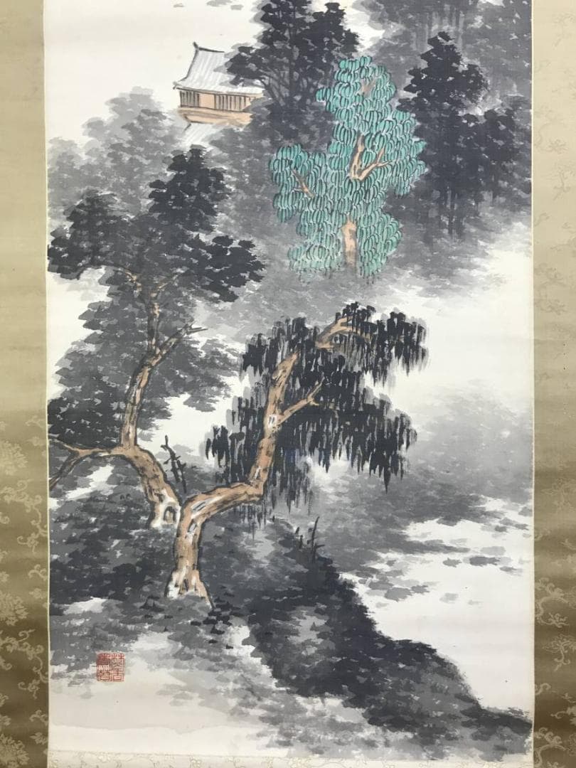 【真作】赤松雲嶺/山水画賛/長夏雲林図/山水図/掛軸/名家伝来/AD-179