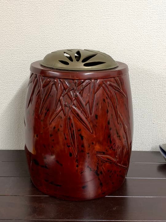 茶道具 手焙 コレクション 火鉢 美品 漆塗、漆器 木質火道具 茶道具