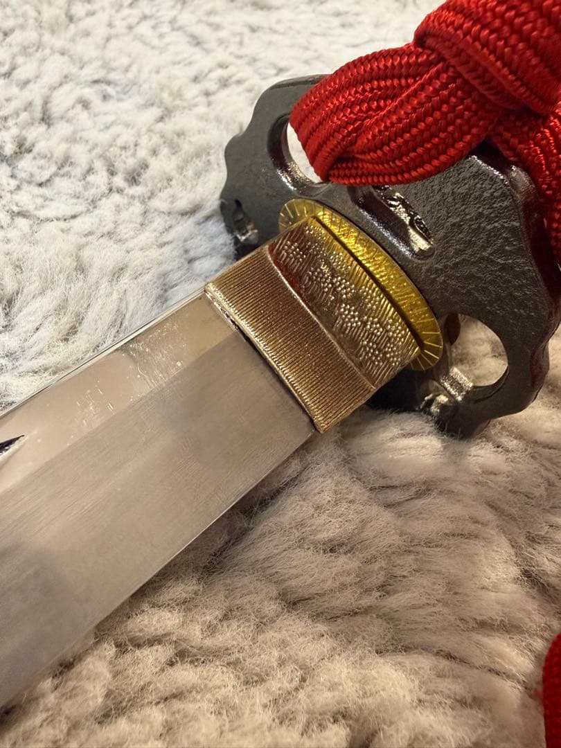 赤い柄の鋼製刀　1113 模造刀 赤 レッド アンティーク 美術品