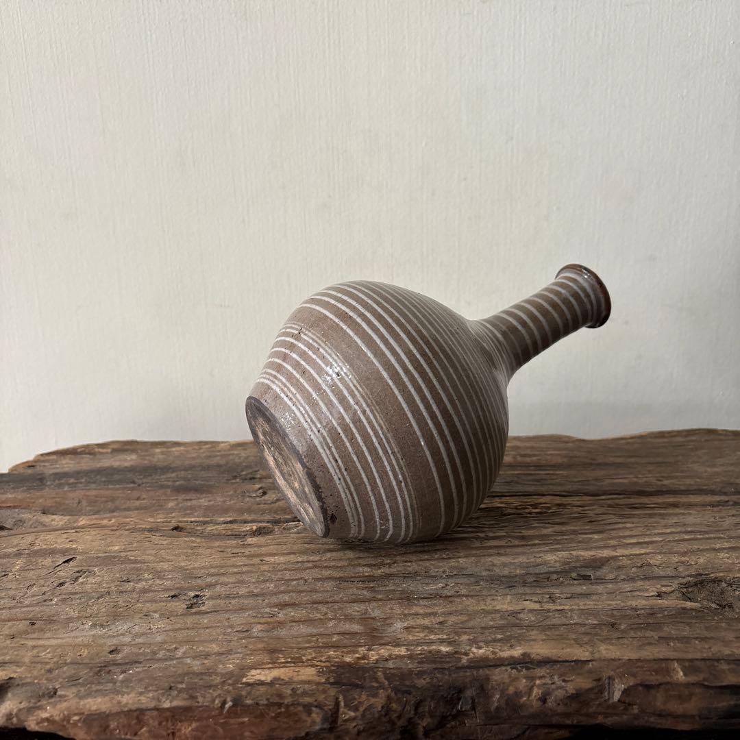 古丹波焼　えへんイッチン徳利　古陶磁.アンティーク.花入.古民芸.筒描　検:李朝