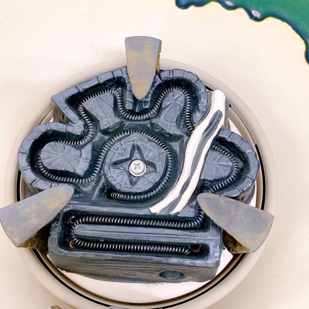 9D22 野々田製 電熱器付き織部紅鉢風炉 柿合わせ塗小板セット