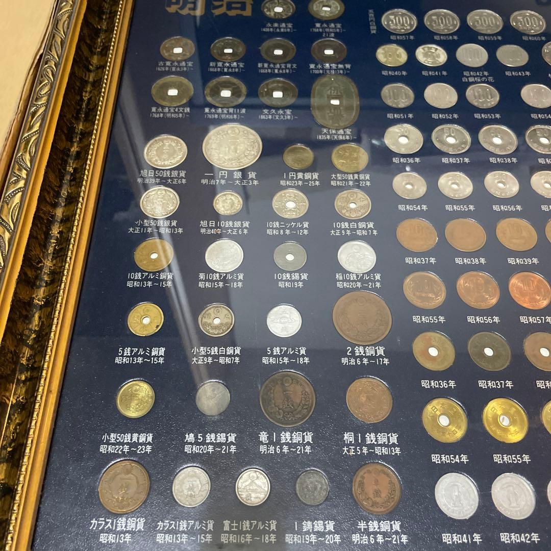 明治大正昭和現行記念貨幣一覧古銭額縁