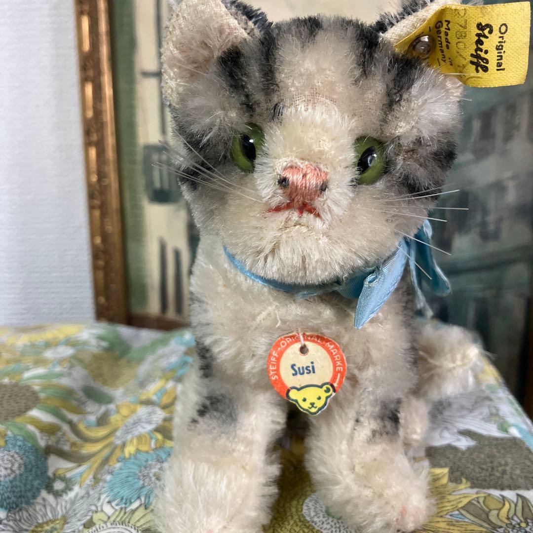 アンティーク　シュタイフ　猫のスージー　Susi お口の小さな美人さん