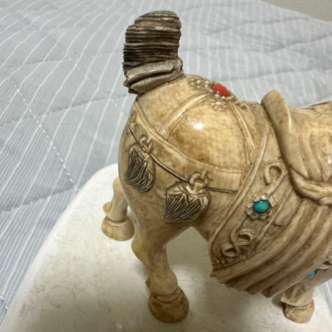 美品 馬 緑松石象嵌 装飾細密彫刻 縁起物 置物 時代物 古玩骨董品