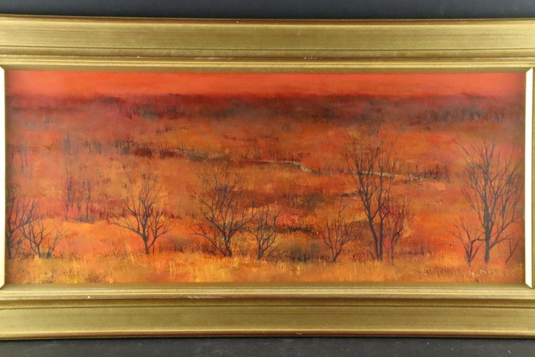 真作保証 西井義晃 「赤い風景」 油彩20号 自由美術協会会員