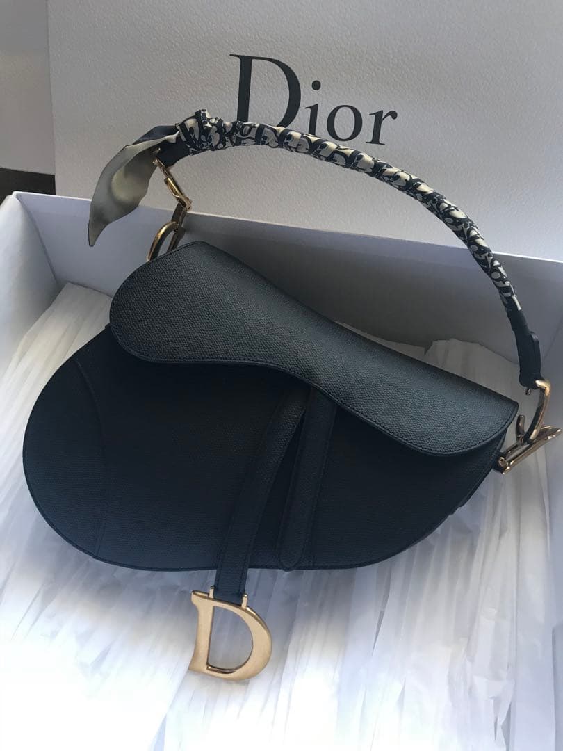 美品DIOR Saddle バッグ ミディアムグレインドカーフスキン　ブラック