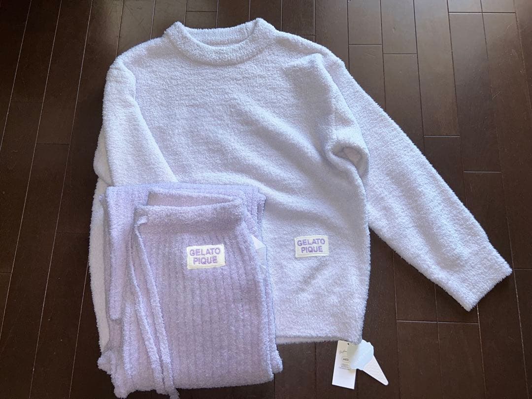 ラベンダー　セットアップ　ジェラピケ パジャマ ルームウェア