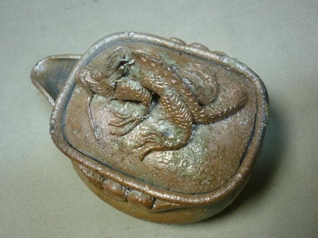 備前焼　在銘　備前手造り龍宝瓶　煎茶器　超絶技巧