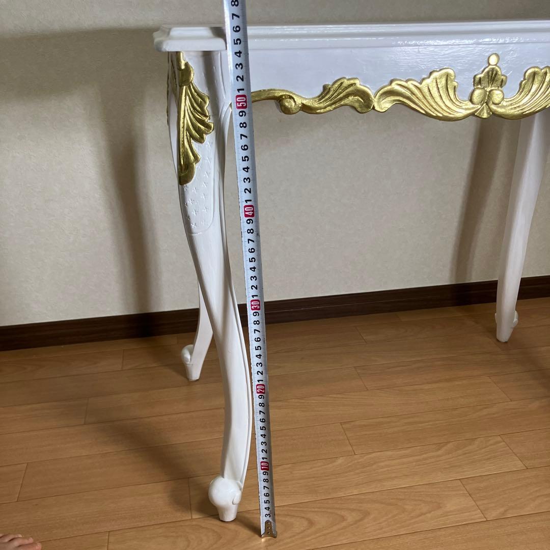 姫系 アンティーク風 猫足 ゴールドレリーフ デスク ロココ風
