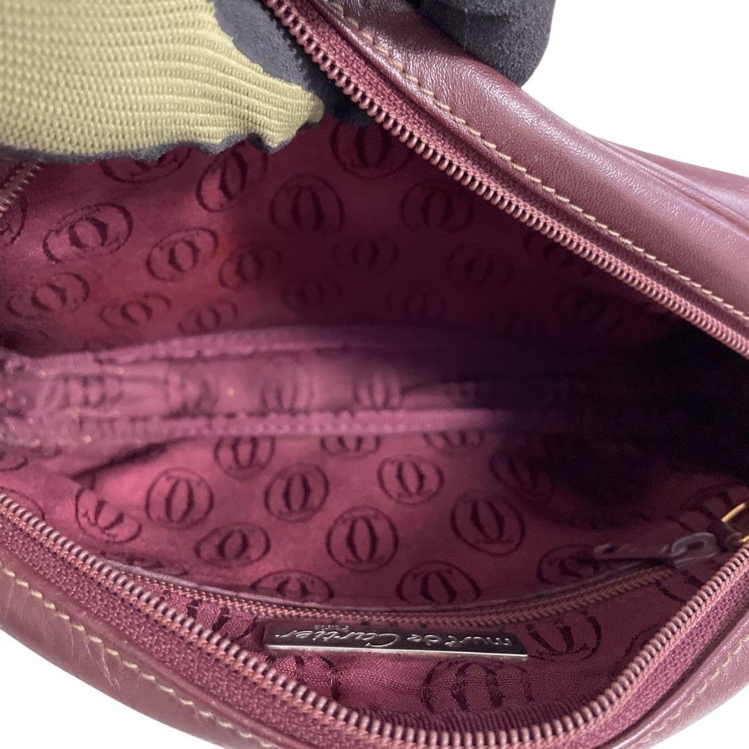 極美品　カルティエ ショルダーバッグ マストライン レザー ボルドー 5283