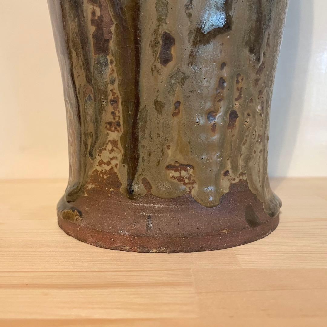 鉄釉 瓶子 梅瓶 在銘 37cm 検）古瀬戸 自然釉 丹波焼 灰釉 中国美術