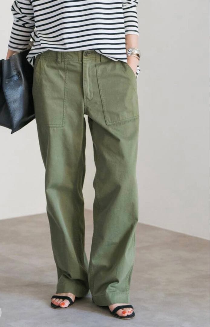 テリー完売 スピックアンドスパン ルーズベイカーパンツ カーキ サイズ40