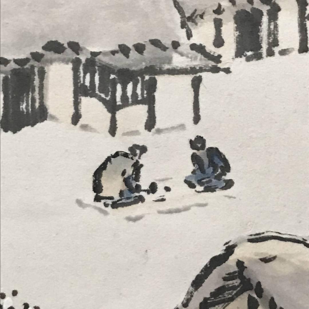 【真作】佐々木尚文/山家早春図/山水人物図/馬子図/掛軸/名家伝来/AB-793