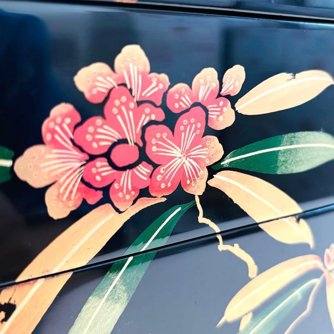 ⭐️ 会津塗 天然木漆器 石楠花蒔絵 三段重 美品 ⭐️