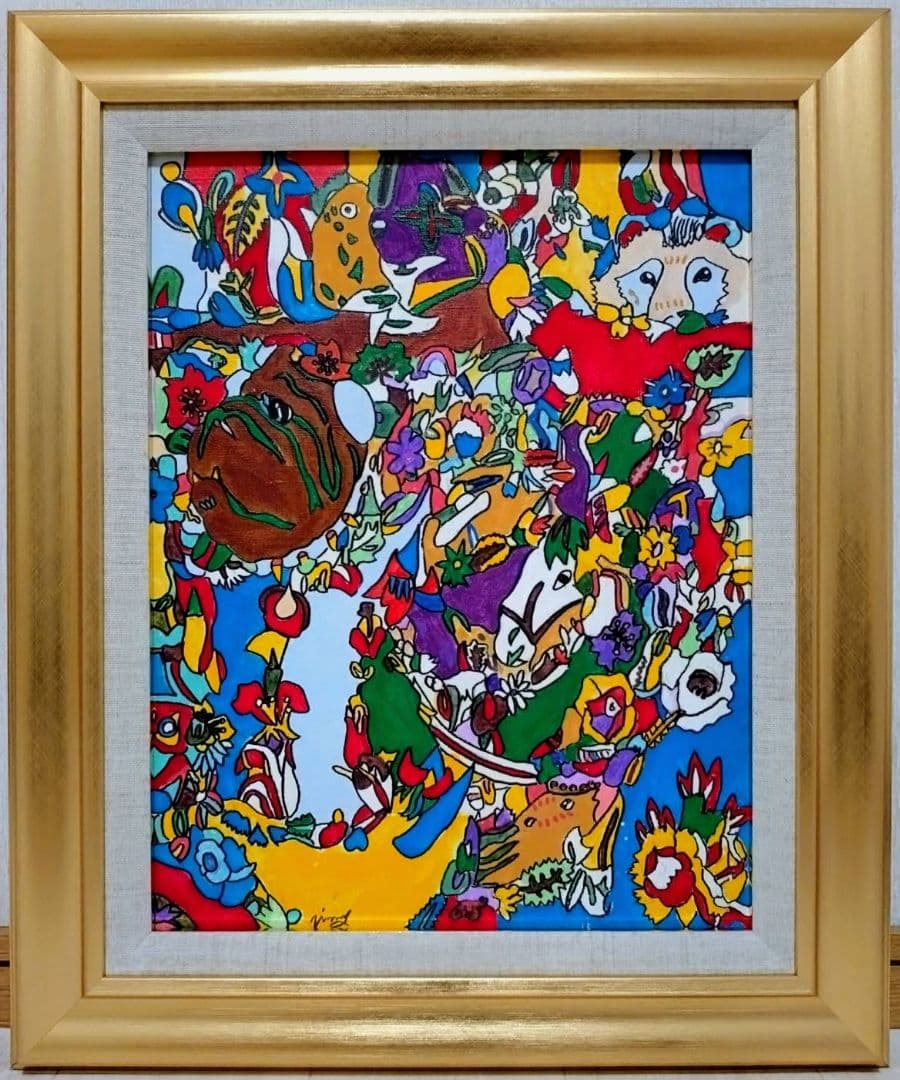 F6号】ジミー大西【輪】手描き作品/表裏サイン有/油彩/アクリル/絵画