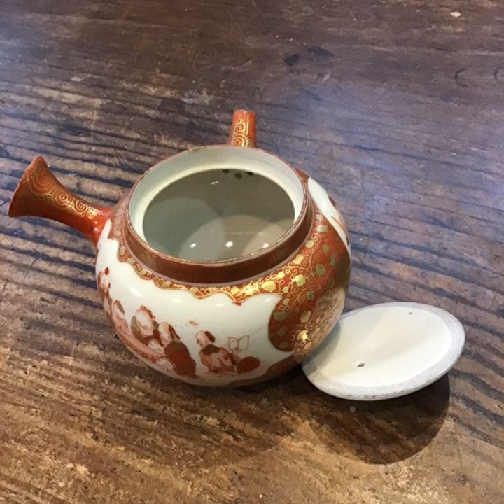 小野窯赤絵唐人画急須江戸時代九谷焼