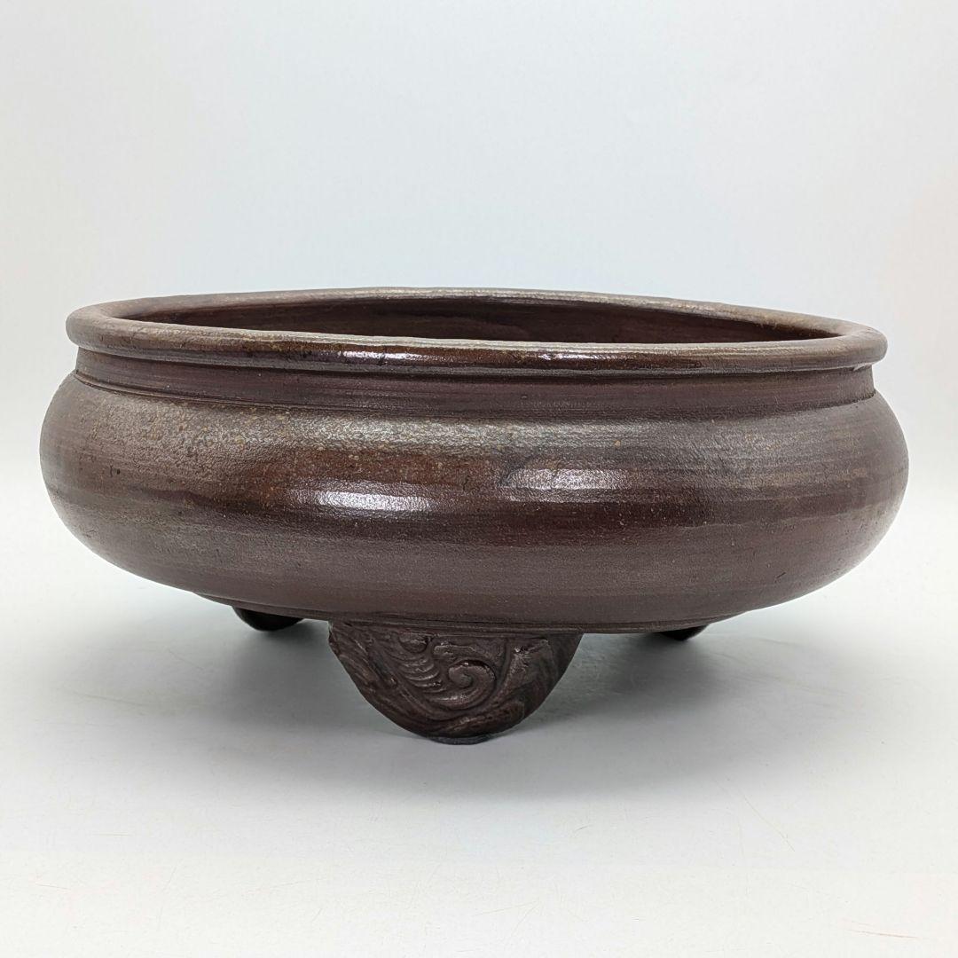 江戸末期 古備前 三足水盤 備前焼 火鉢 メダカ鉢 金魚鉢 花器 工芸品 骨董品