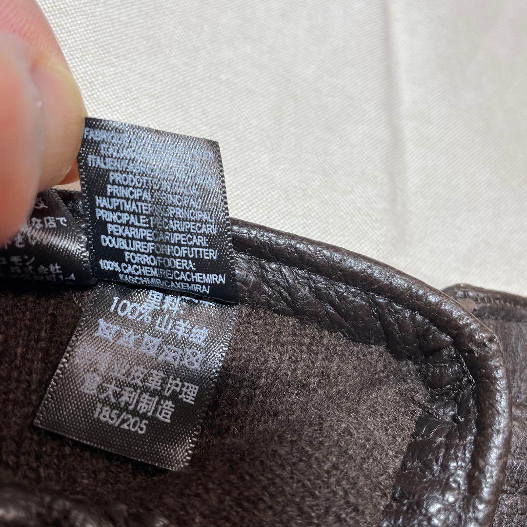 dunhill ダークブラウン レザー手袋 ペッカリー 裏カシミヤ 正規品 箱