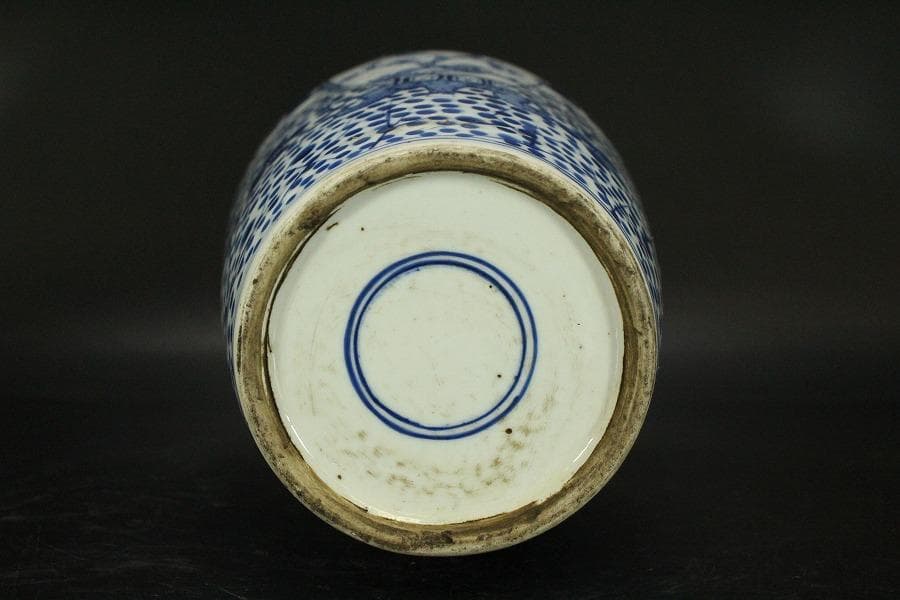 中国美術 青花 瓶人物花鳥紋 瓶 高31cm 希少 (LC138)