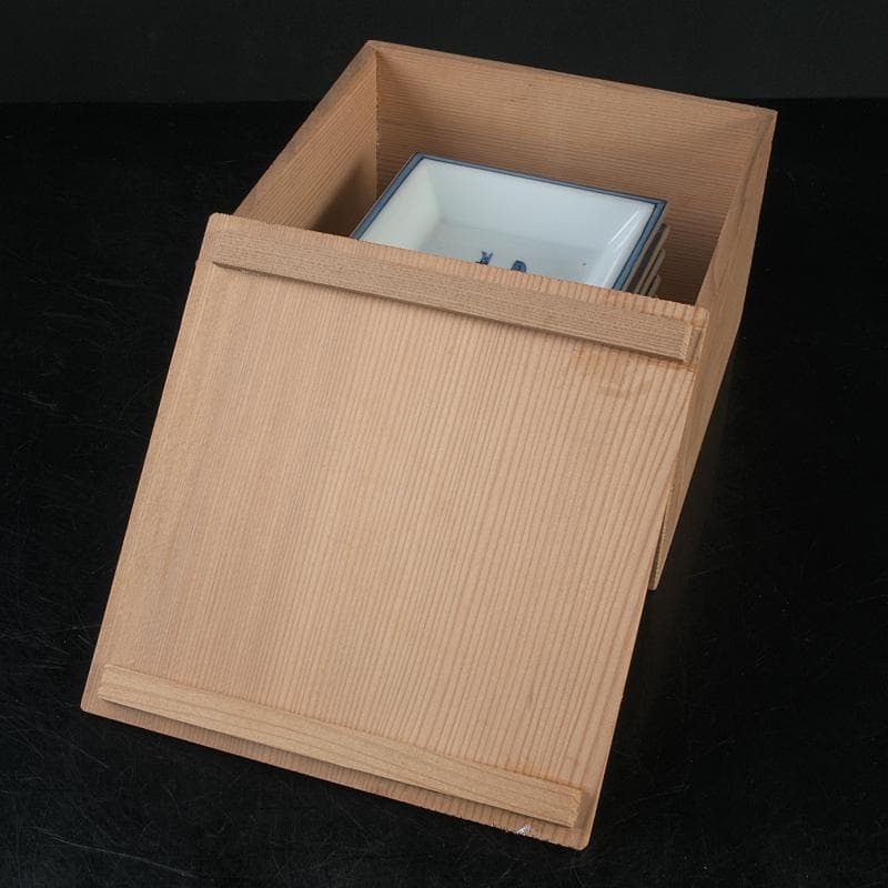 和食器　有田焼　館林源右衛門　染付　魚文　四方銘々皿　五客　共箱　V　R9102