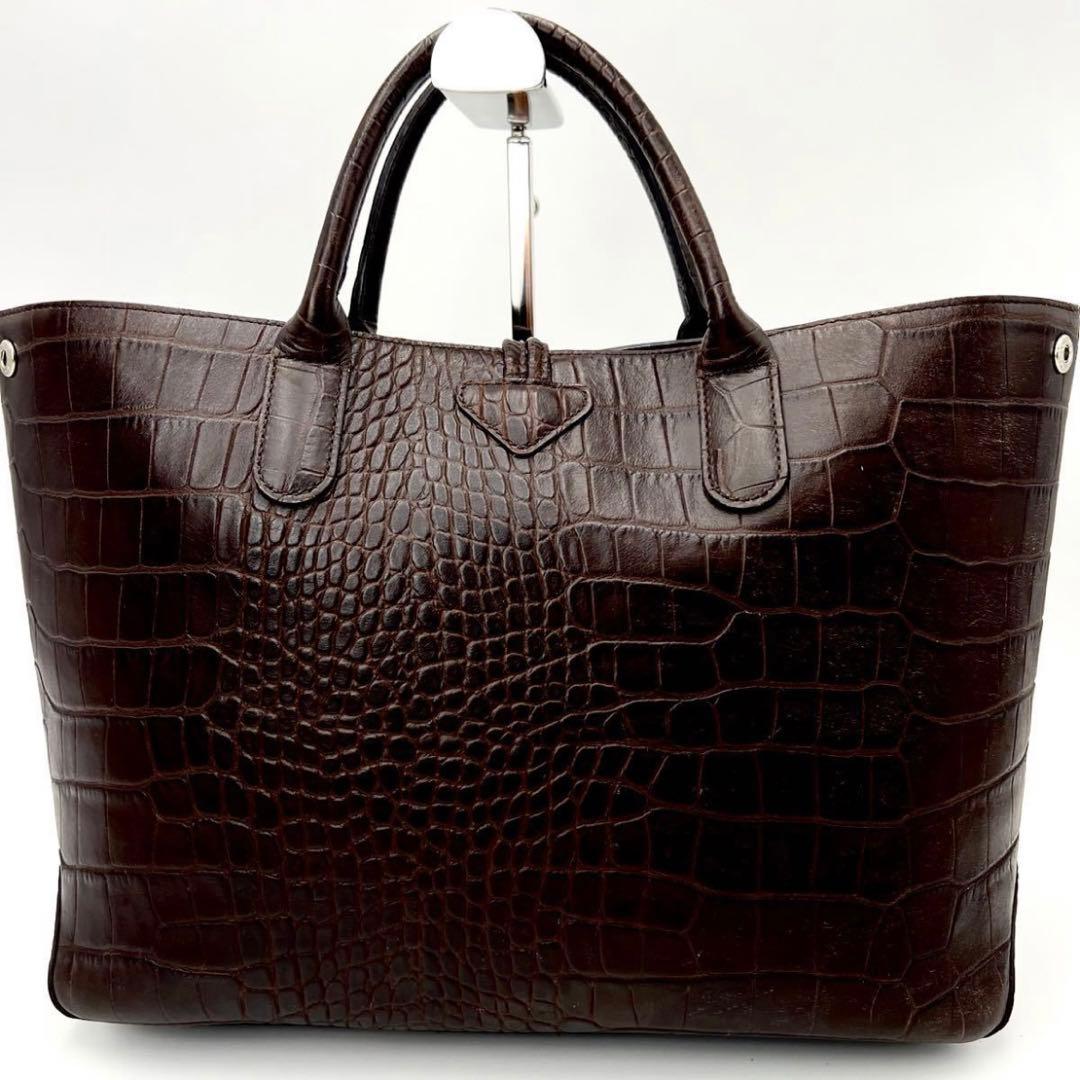 美品✨激レア ロンシャン ロゾ トートバッグ クロコ ブラウン レディース