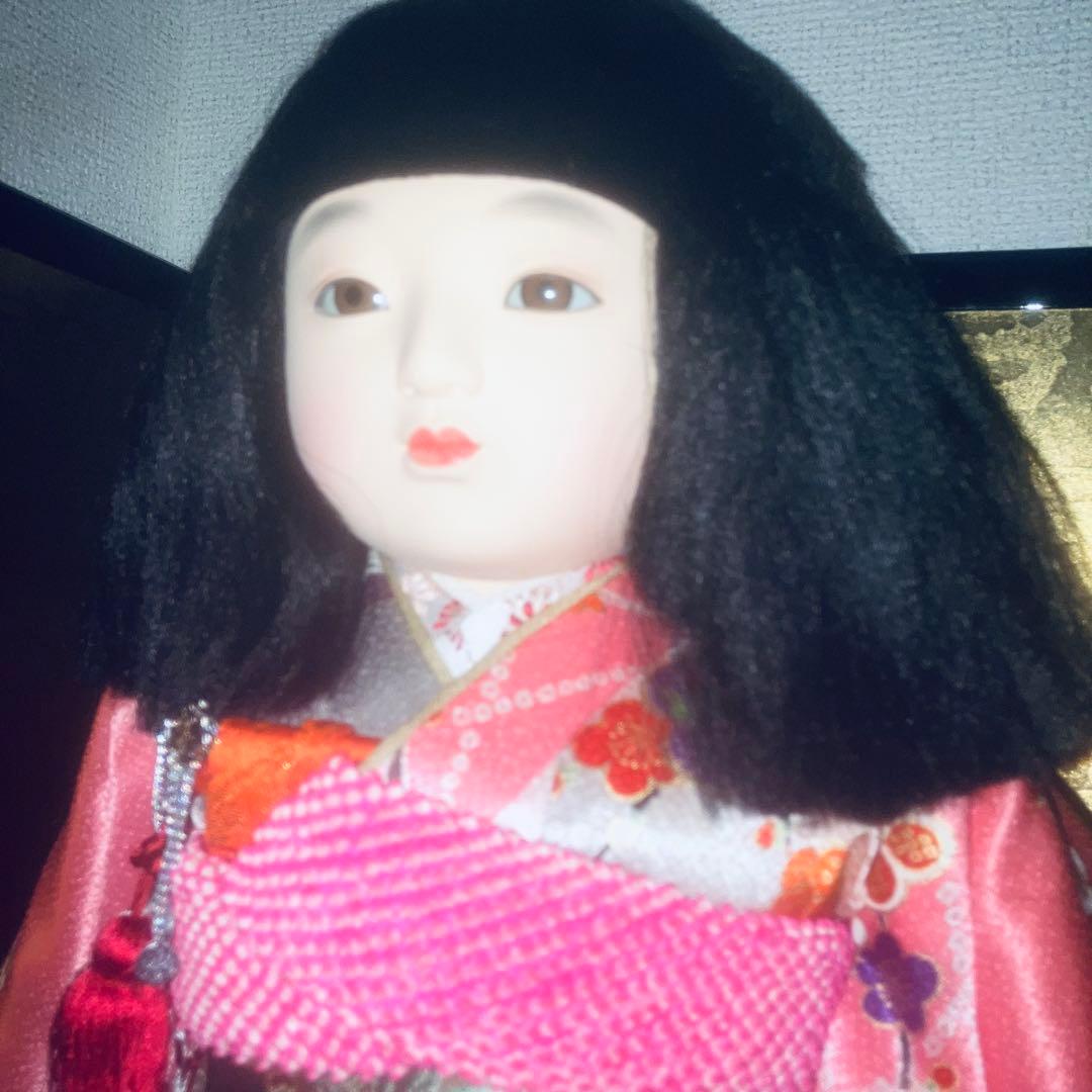 市松人形 女の子 工房朋 森重春幸 45cm 人毛 ちりめん 日本人形 豪華