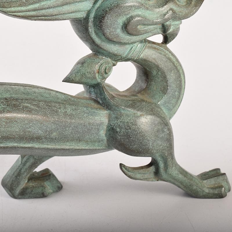 @わんわん　山本雲涛作　青銅　龍　置物　共箱　M　R7839