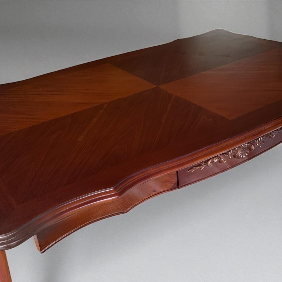 かめちゃん　ダイニングテーブル　猫脚　天然木マホガニー手彫り仕上げ