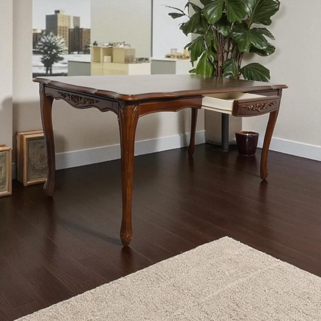 かめちゃん　ダイニングテーブル　猫脚　天然木マホガニー手彫り仕上げ