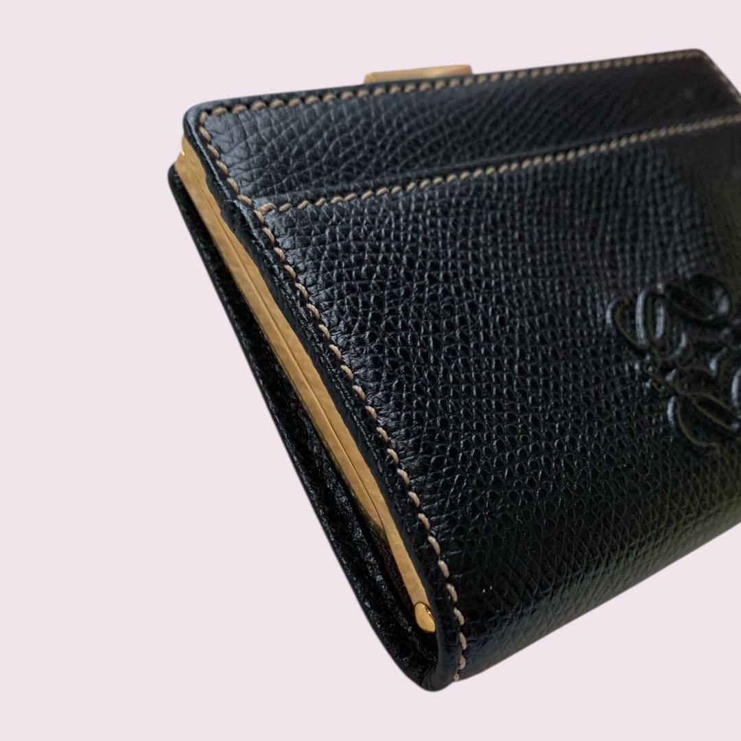 d*4様 LOEWE ロエベ ケース がま口 小銭入れ ブラック レザー