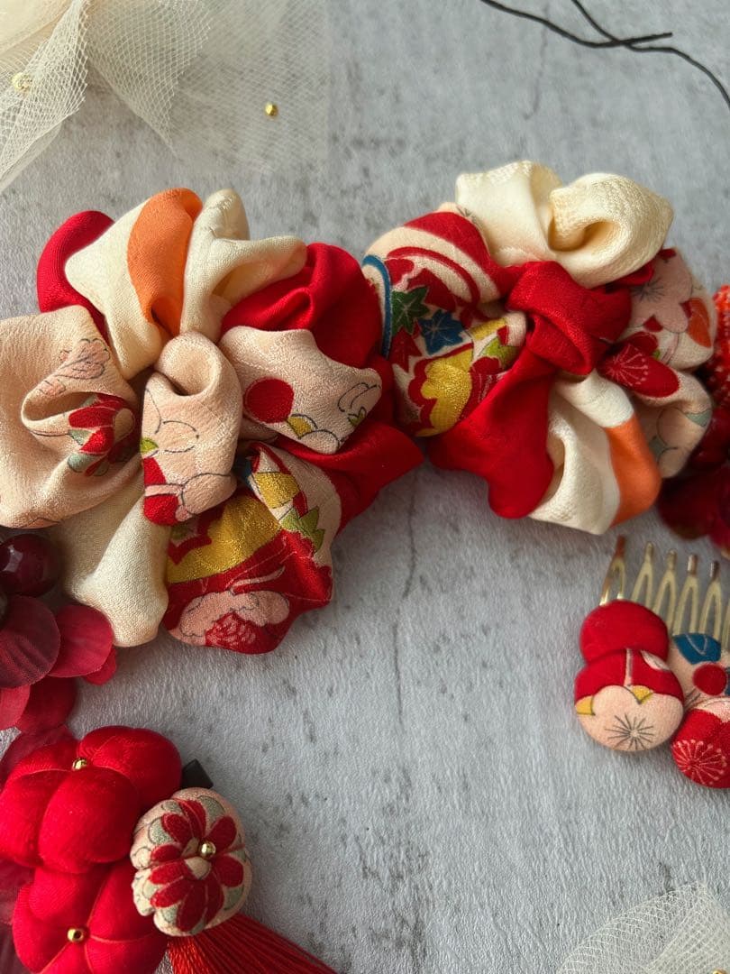 も*ぷ様 七五三　七五三髪飾り　ヘッドドレス　着物髪飾り　リメイク髪飾り　038