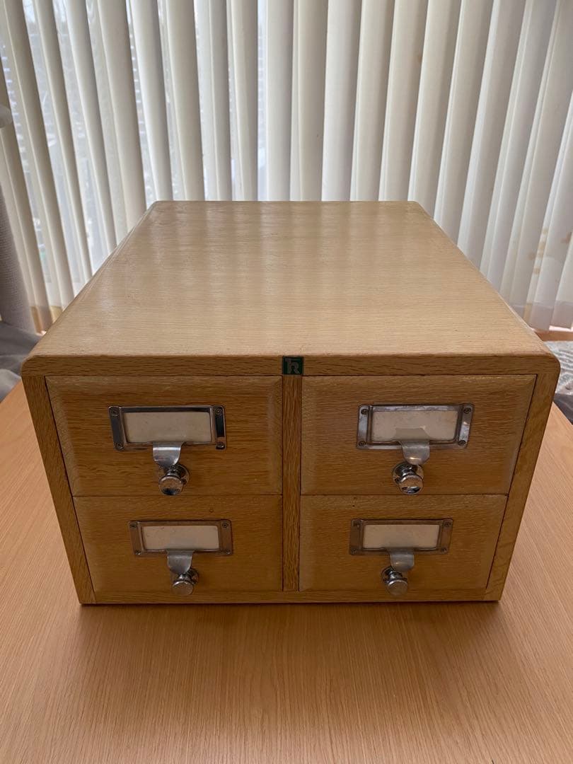 木製 4段収納引き出し/ キハラカード目録 【希少】ヴィンテージ 図書館