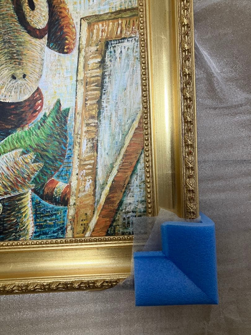 ゴッホピカチュウ　キャンバスアート　ドーブル　金枠　Sサイズ