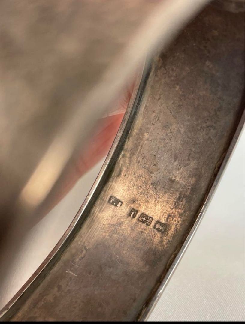 アンティークバングル　シルバー925 花柄彫刻