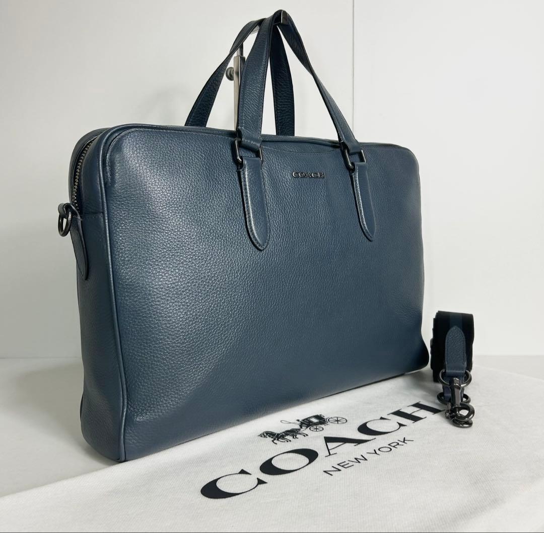 ✅【美品】定価12万　メンテ済み　コーチ　ビジネスバッグ　COACH ネイビー