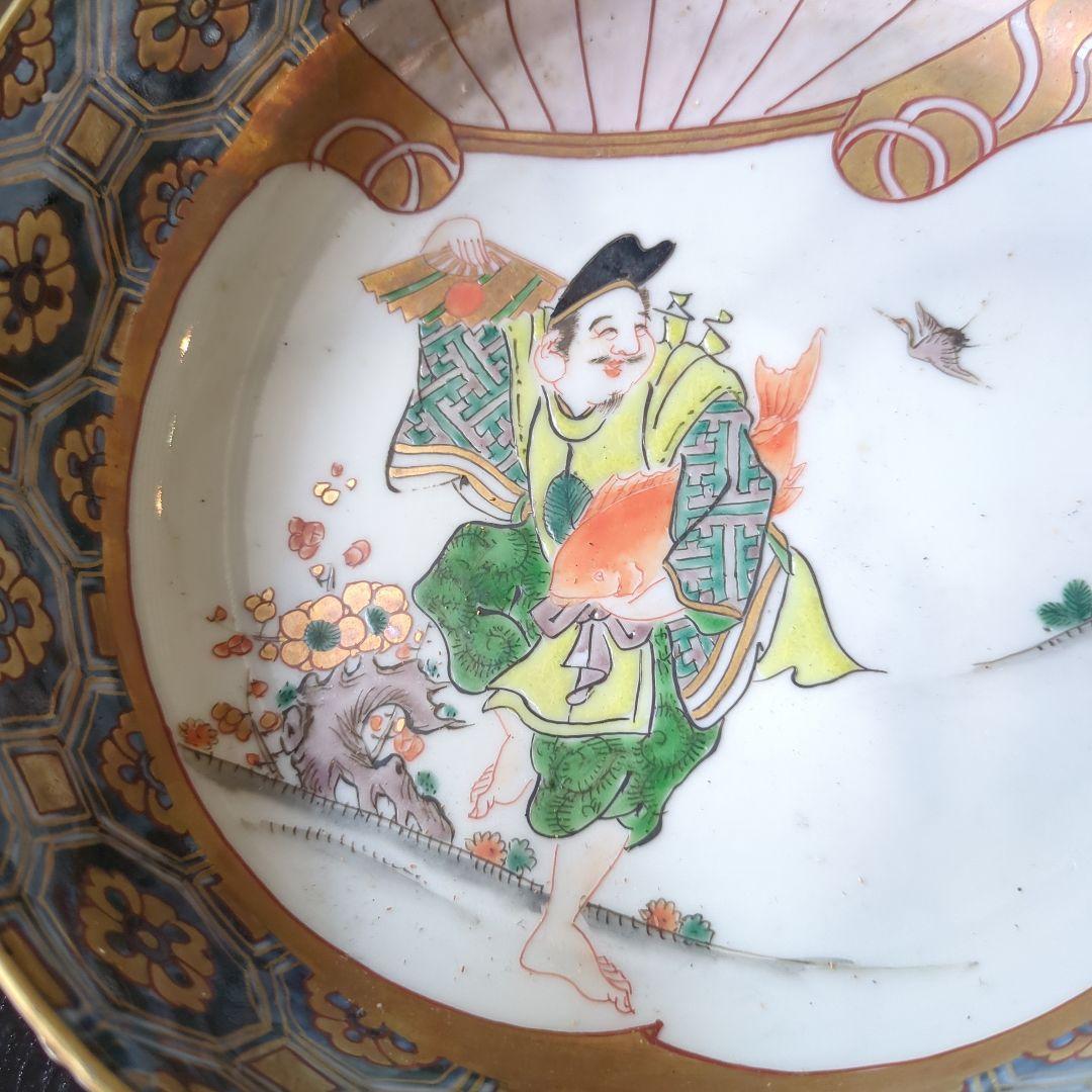 骨董 古伊万里 恵比寿様 染錦 鉢 ③ 金彩 器 アンティーク - メルカリ