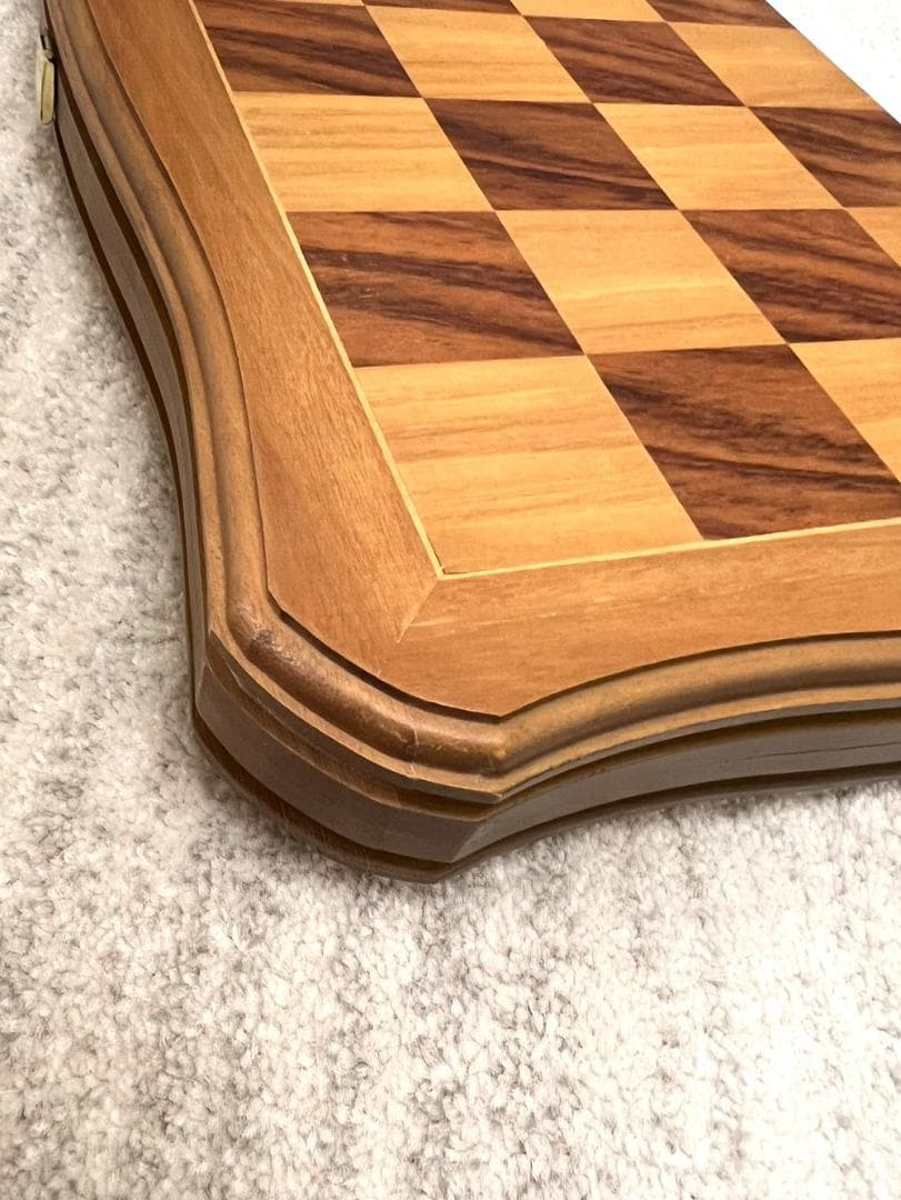 ドイツ製 手作り 木製 折畳み ドイツのアンティーク店で購入♪ チェス