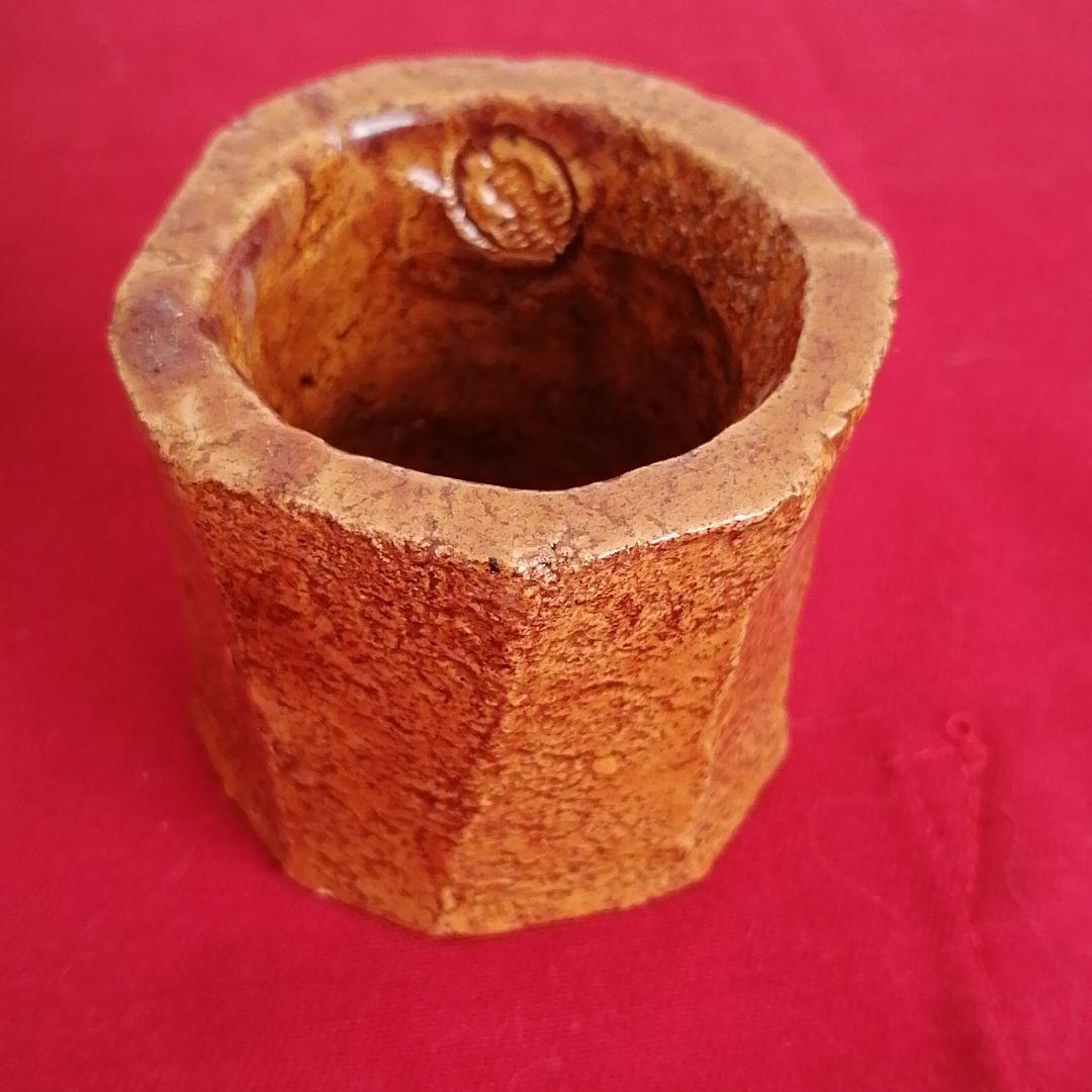 蓋置き　開発文明造　桐箱入り　アメ面取蓋置き　茶道具