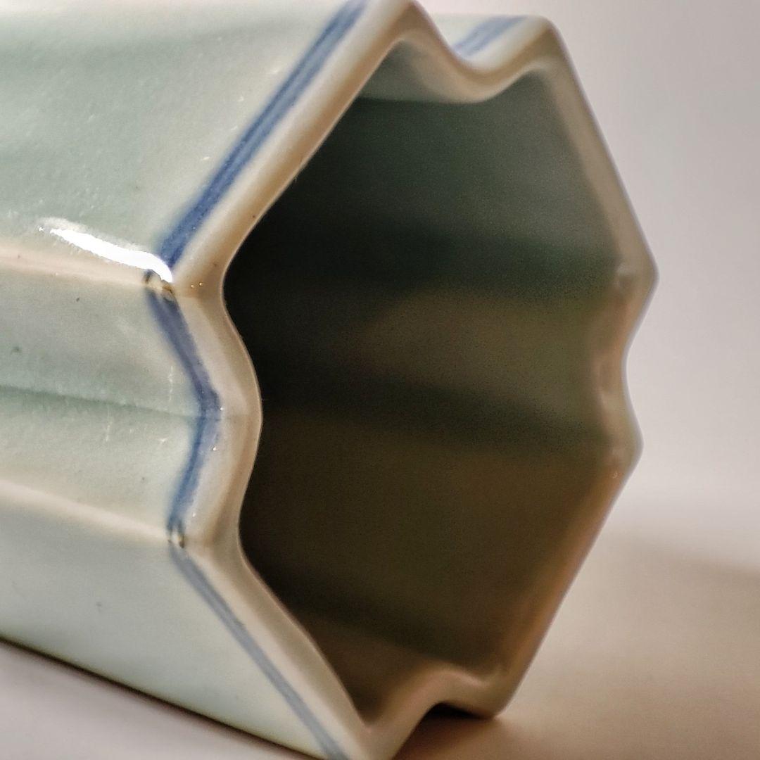 鍋島青磁 青磁染付櫛文字向付 猪口 筒盃 （古九谷 藍柿右衛門 初期