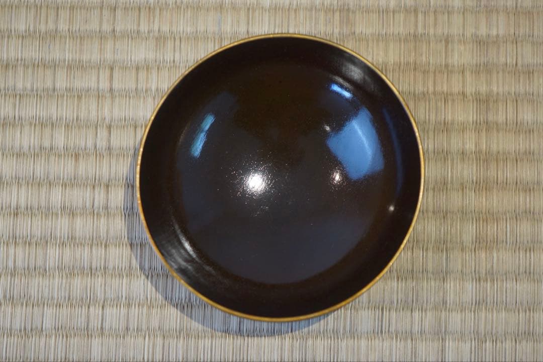 江戸後期 京蒔絵 猟師図蒔絵 波千鳥文 黒漆 吸物椀 2客/ 木製漆器 茶懐石