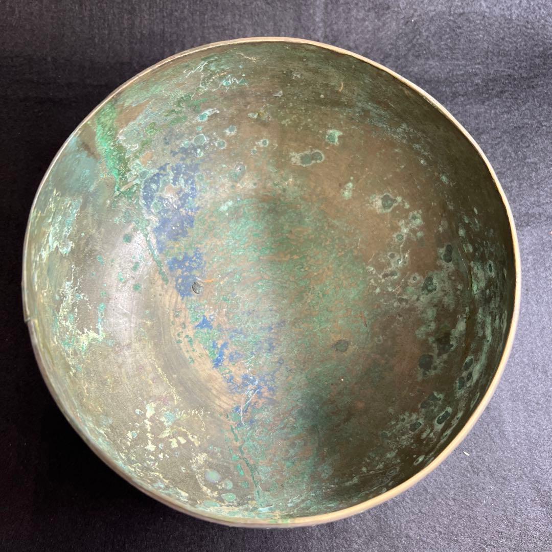 中国漢代　古銅鉢　396g/口径約17㎝　東Y8-0106☆2Fトヒオ
