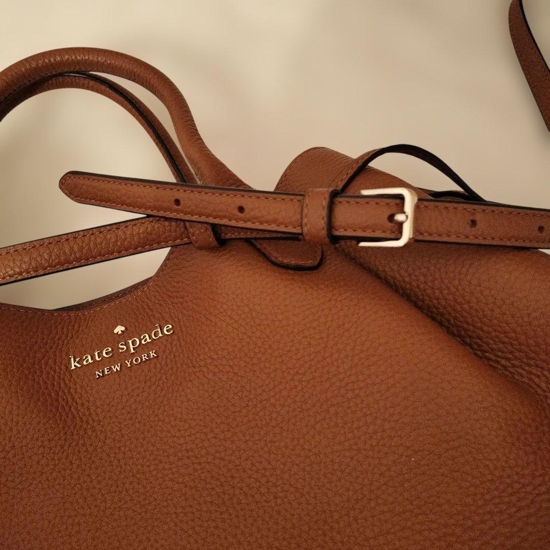 【極美品】ケイトスペード ダンプリング ラージ サッチェル ブラウン レザー