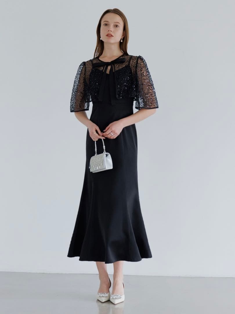 スパンコールビジューボレロマーメイドワンピースドレス結婚式パーティー成人式二次会