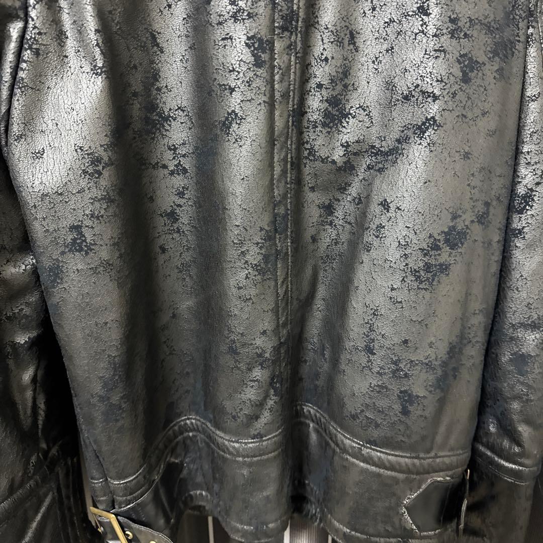 トルネードマート ヴィンテージ加工クラック柄フェイクレザーファー